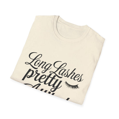 Long Lashes Pretty Attitude T-Shirt | Chic Makeup Lover Tee | Fierce & Fabulous Women's Beauty Statement Top