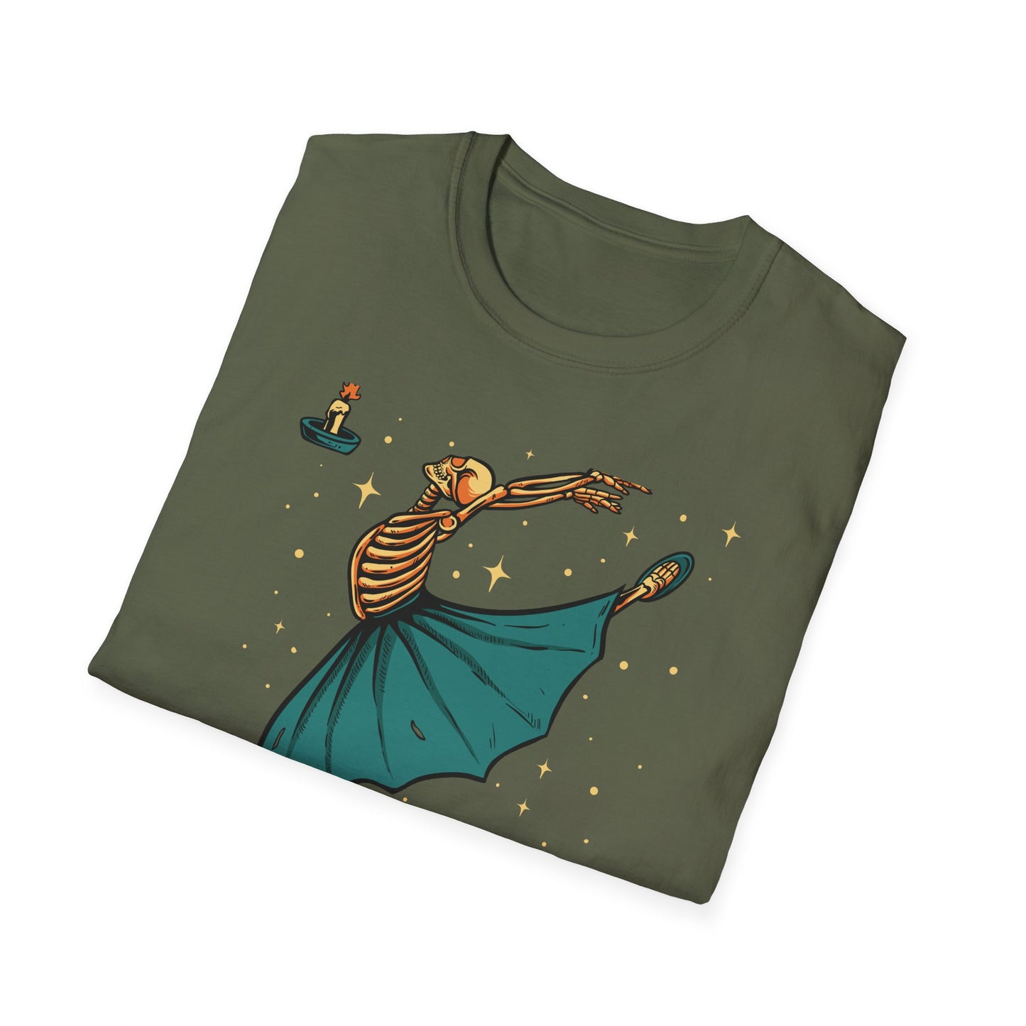Enchanting Skeleton Ballerina T-Shirt | Mystical Dance Goth Tee | Unique Spooky Chic Apparel for Halloween & Beyond