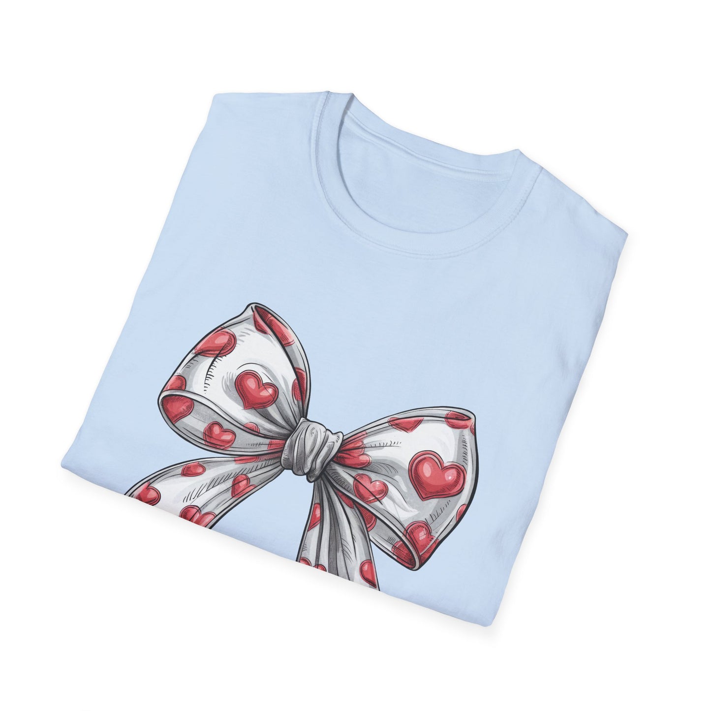 Charming Red Heart Bow T-Shirt - Sweet Valentine's Day & Love Graphic Tee for Women & Girls