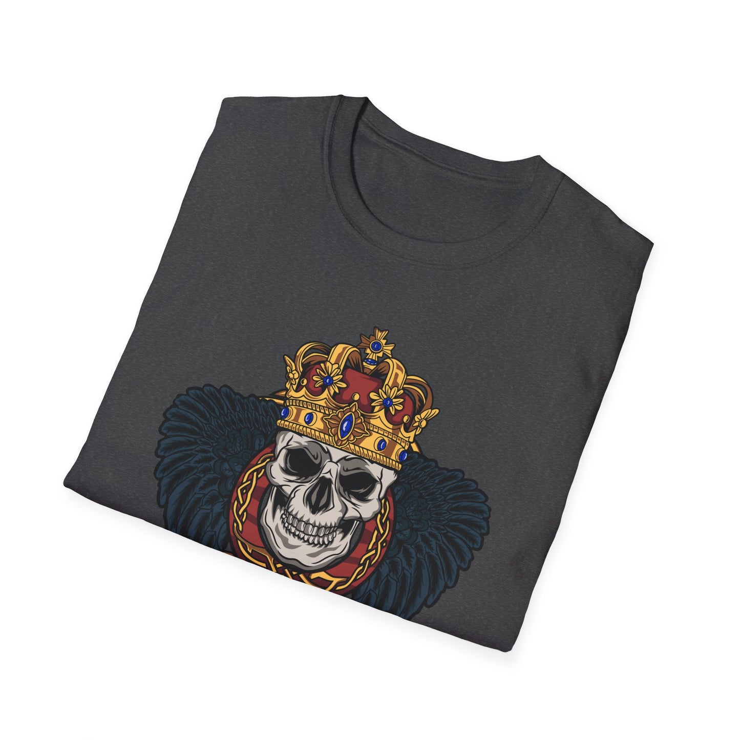 Majestic Regal Skull T-Shirt | Crowned King Skull with Dark Wings & Celtic Knot | Gothic Fantasy Apparel Gift