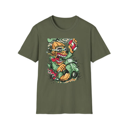 Rad Go Scoot Monster Rider T-Shirt - Unique Urban Cartoon Scooter Streetwear Tee