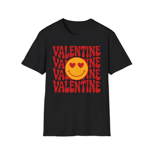 Groovy Valentine's Day Smiley Face T-Shirt | Heart Eyes Retro Love Tee | Cute & Trendy Gift for Her & Him | Unique V-Day Apparel