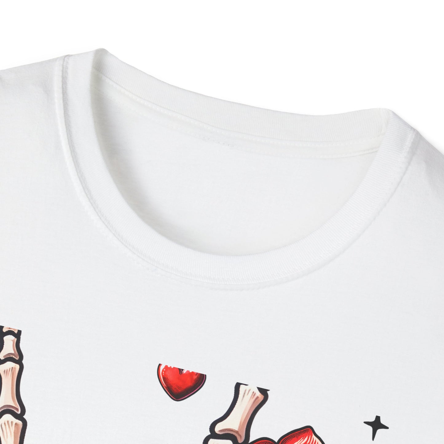 Unleash Your Dark Romance: 'Loved to Dead' Skeleton Rock Hand Rose T-Shirt | Edgy Gothic Valentine's Gift