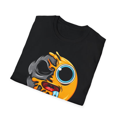 Vibrant Melting Emoji Skull T-Shirt | Unique Horror Pop Art Streetwear Tee | Edgy Graphic Design Statement