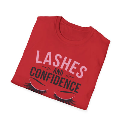 Empowering Lashes & Confidence Only T-Shirt | Chic Beauty Lover Tee Gift for Lash Techs & Women