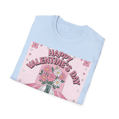 Groovy Valentine's Day Flowers T-Shirt | Charming Retro Love Bouquet Graphic Tee | Sweet Heart & Letter Gift for Her
