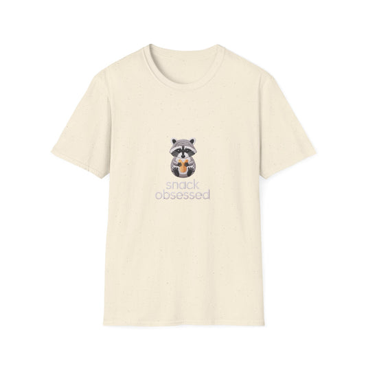 Adorable 'Snack Obsessed' Raccoon T-Shirt - Funny Animal Foodie Tee for Ultimate Comfort & Style!