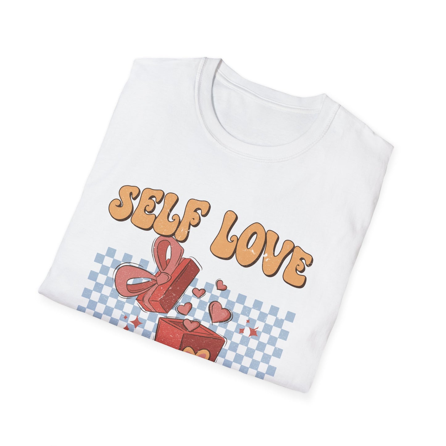 Empowering Self Love Is The Best Love T-Shirt | Groovy Retro Gift Tee | Positive Vibes Checkerboard Style