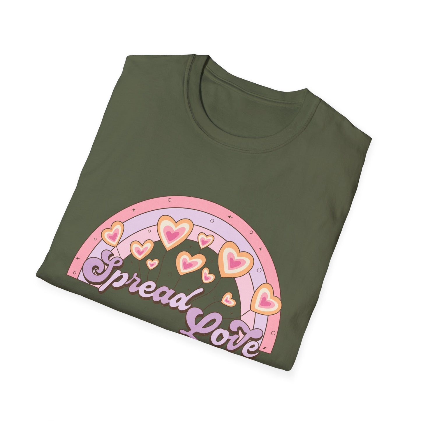 Groovy Spread Love T-Shirt | Retro Pastel Hearts Rainbow Tee | Empowering Positive Vibes for Women & Teens | Cute & Inspiring Gift