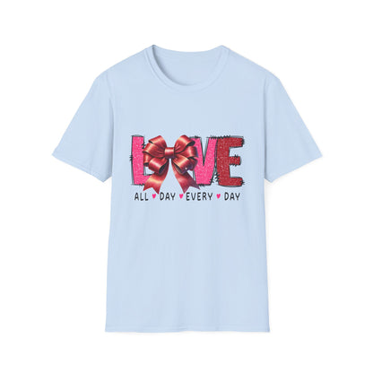 Sparkling LOVE Glitter Bow T-Shirt | Chic Valentine's Day Tee for Her | Dazzling Romantic Gift