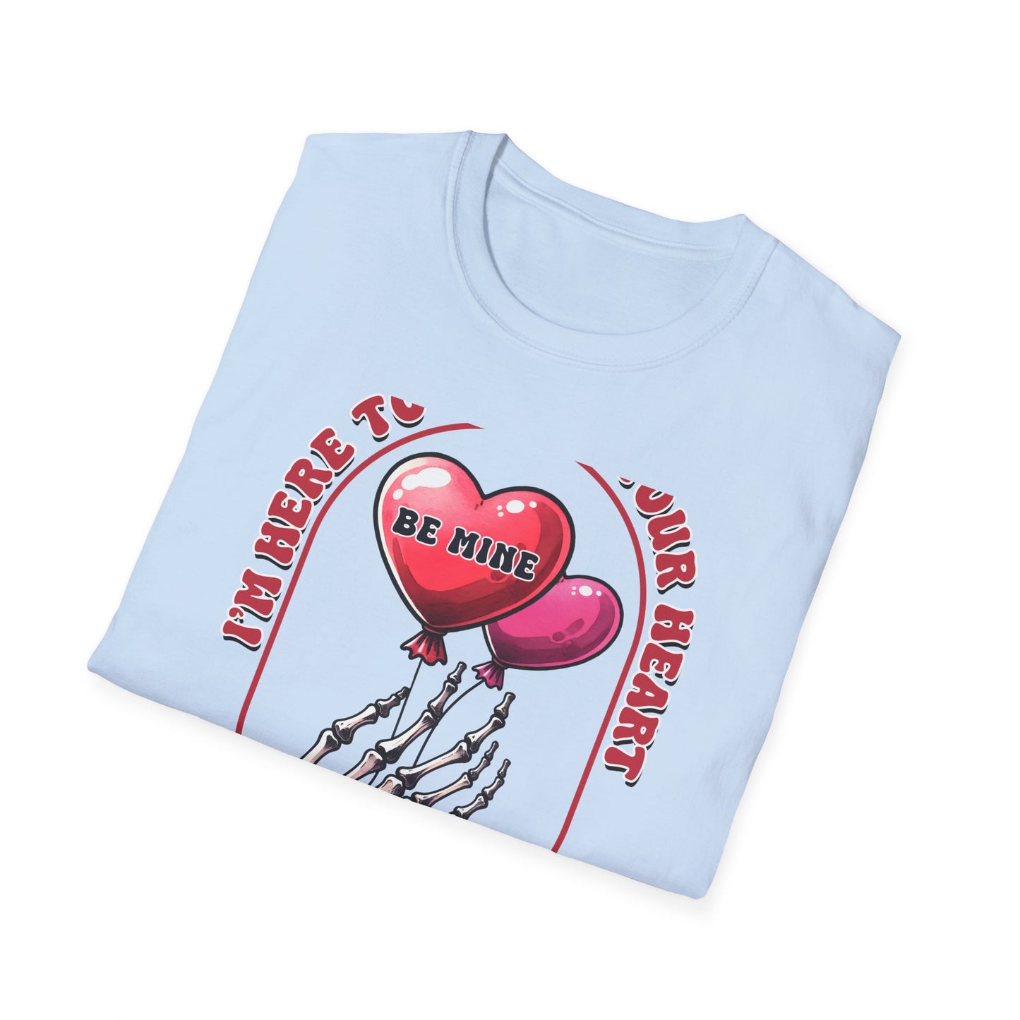 Edgy 'Steal Your Heart' T-Shirt | Skeleton Hand & Heart Balloons | Unique Valentine's Day Love Tee for Couples
