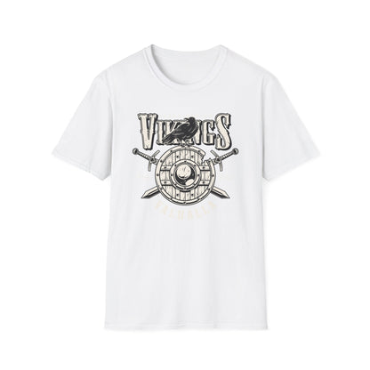 Epic Norse Viking Valhalla T-Shirt with Odin's Raven & Shield | Powerful Scandinavian Mythology Tee