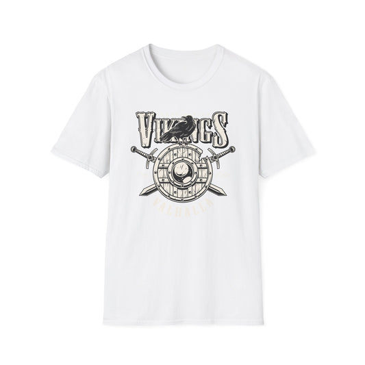 Epic Norse Viking Valhalla T-Shirt with Odin's Raven & Shield | Powerful Scandinavian Mythology Tee