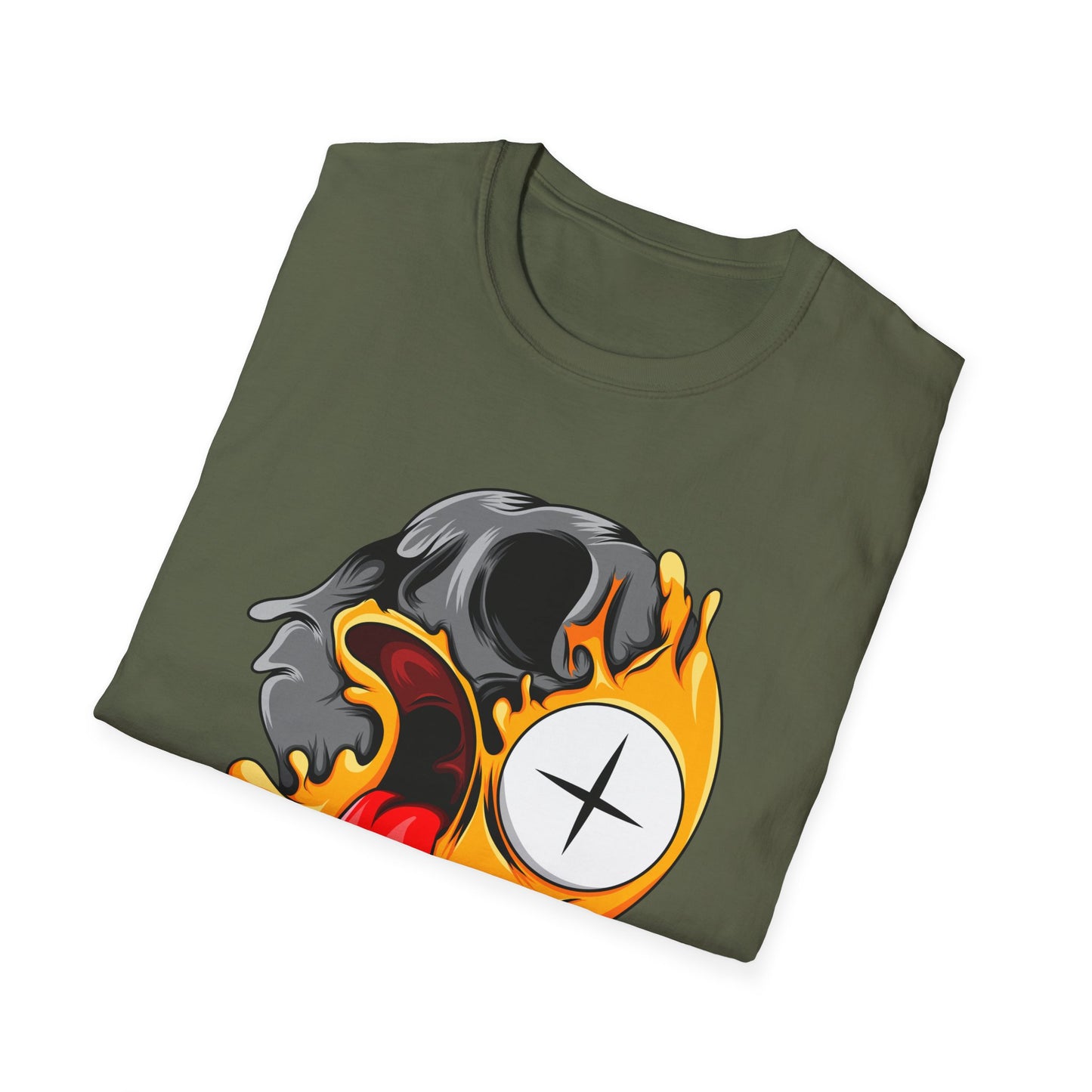 Vibrant Melting Skull Zombie Emoji T-Shirt | Edgy Streetwear Monster Tee | Unique Graphic Art Statement Apparel