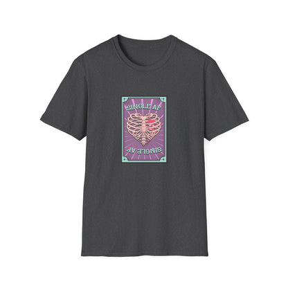 Bold SINGLE AF T-Shirt | Funny Anti-Valentine's Skeleton Heart Tee | Unique Self-Love Statement Graphic Shirt