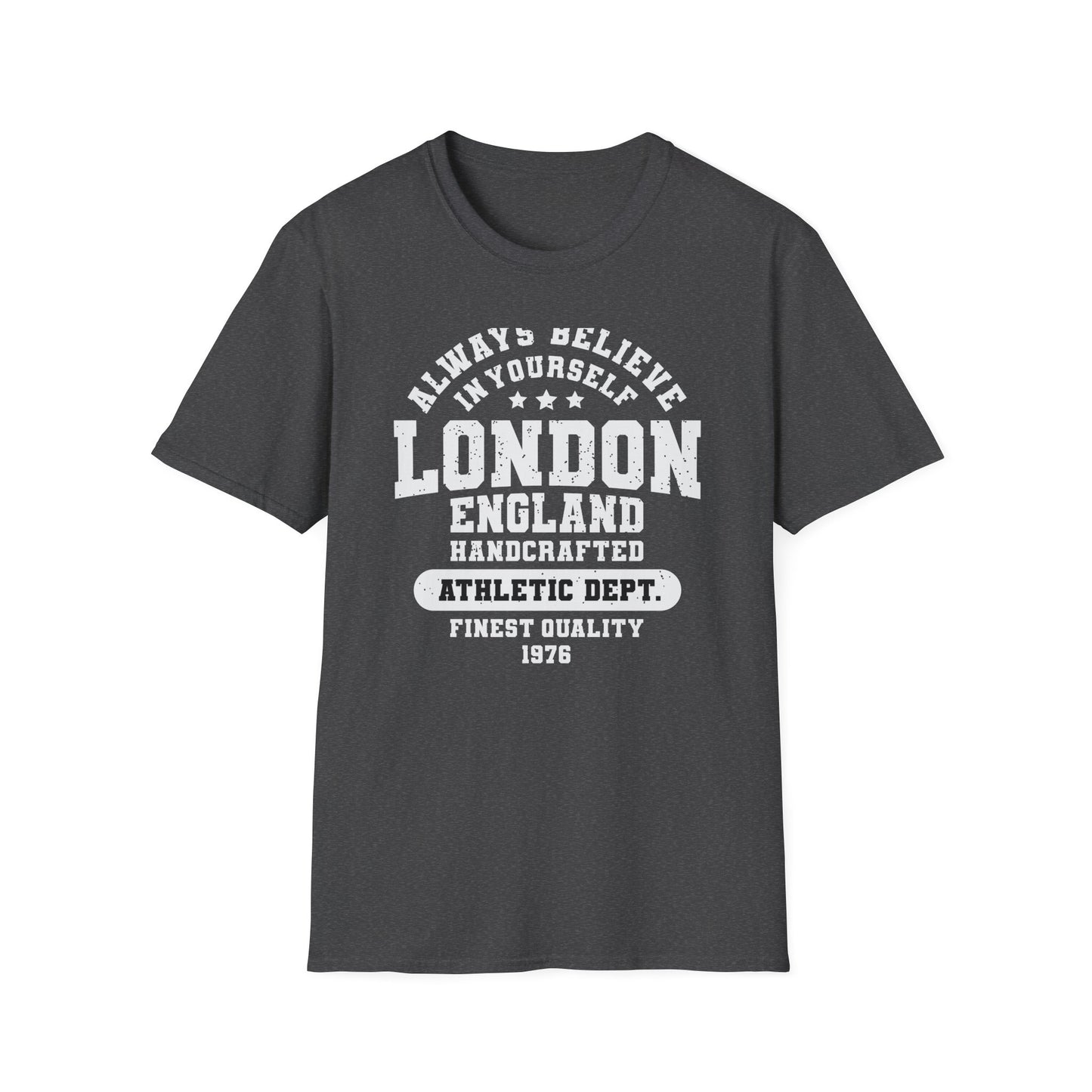 Vintage London Athletic Dept T-Shirt | England Collegiate Style 'Believe in Yourself' Tee | Premium Quality & Empowering