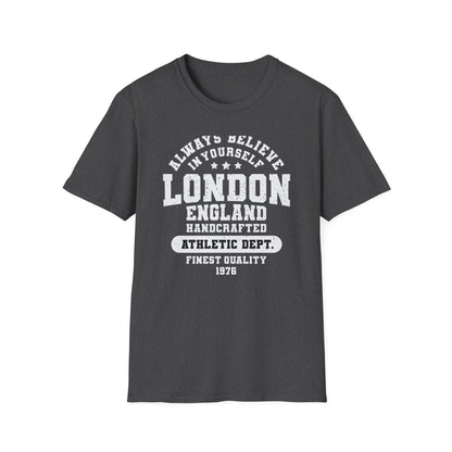 Vintage London Athletic Dept. T-Shirt | Believe In Yourself England Tee | Premium Quality Sportswear & Inspirational Style
