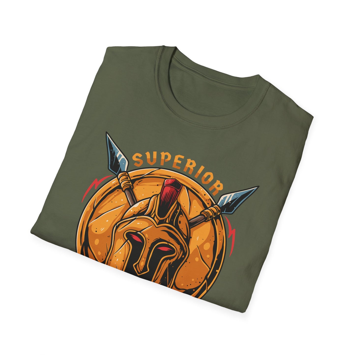 Superior Spartan Warrior T-Shirt: Epic Greek Helmet & Spears Design - Unleash Your Inner Strength