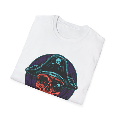 Epic Pirate Skull T-Shirt | Bold Tricorn Hat & Eye Patch Graphic Tee | Unique Adventure Apparel for Pirate Fans