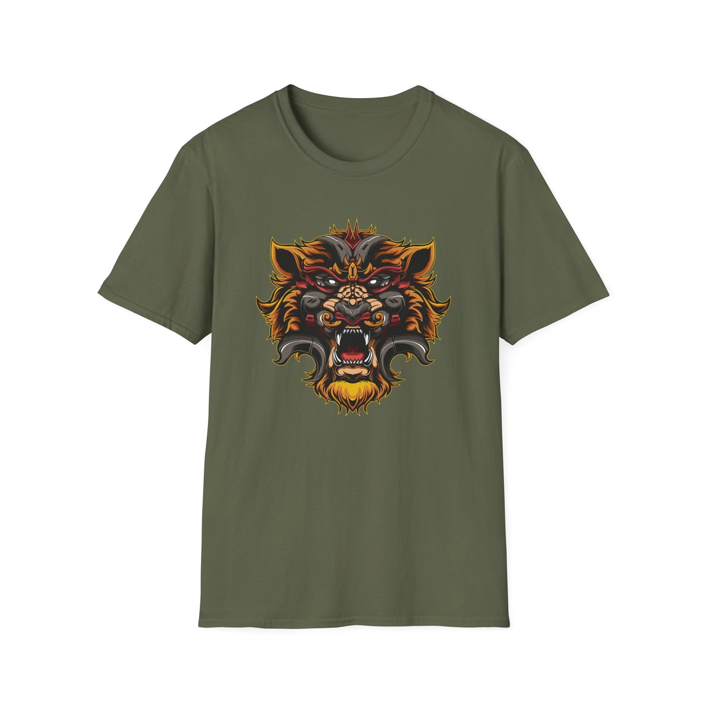 Fierce Mythic Cyber Warrior T-Shirt: Epic Japanese Beast Graphic Tee | Unleash Power & Style for Gamers & Streetwear