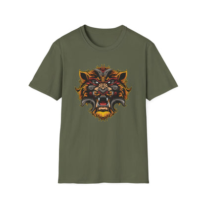 Fierce Mythic Cyber Warrior T-Shirt: Epic Japanese Beast Graphic Tee | Unleash Power & Style for Gamers & Streetwear