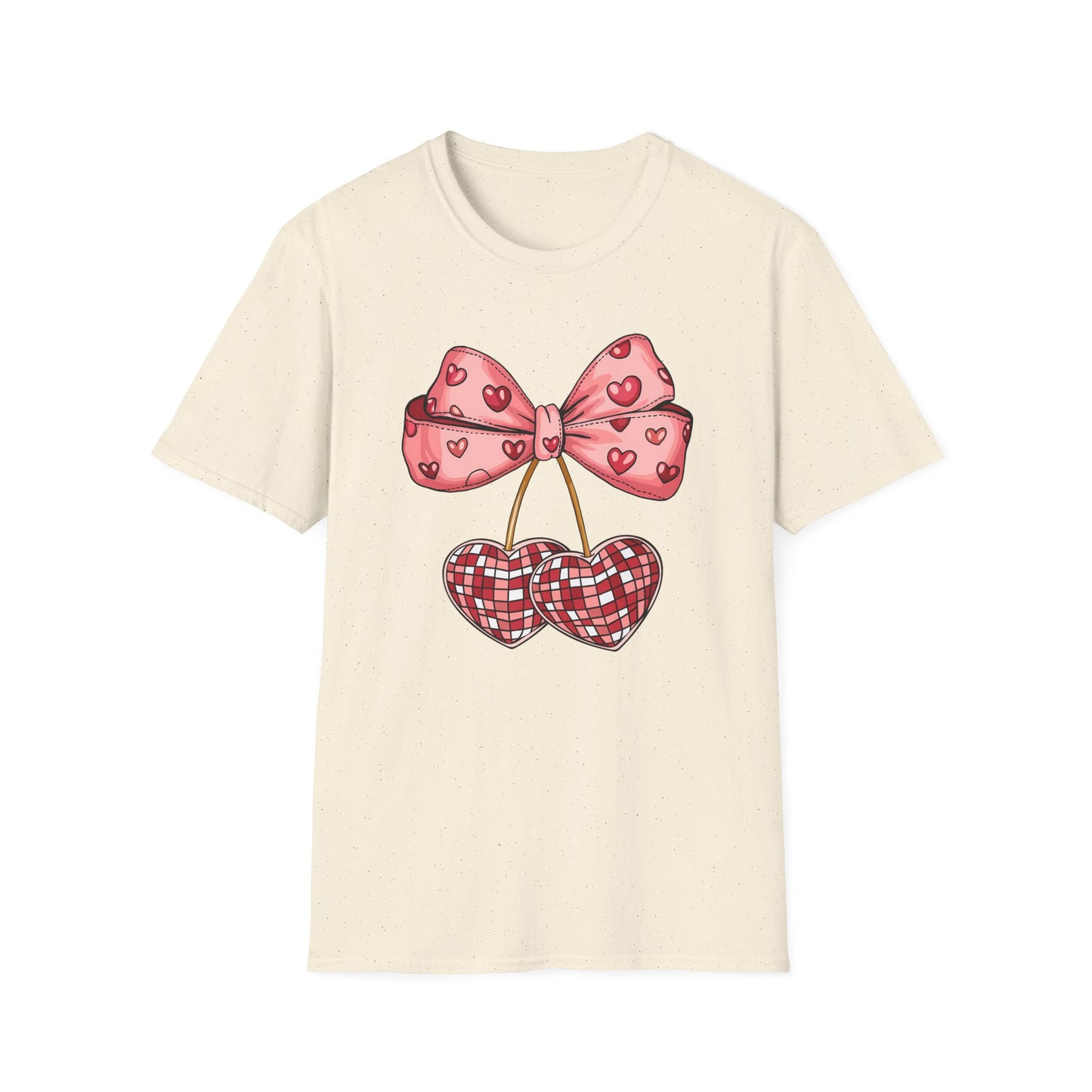 Sweet Mosaic Heart & Pink Bow T-Shirt | Adorable Valentine's Day Gift for Her | Unique Love Design