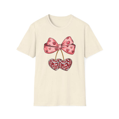 Sweet Mosaic Heart & Pink Bow T-Shirt | Adorable Valentine's Day Gift for Her | Unique Love Design