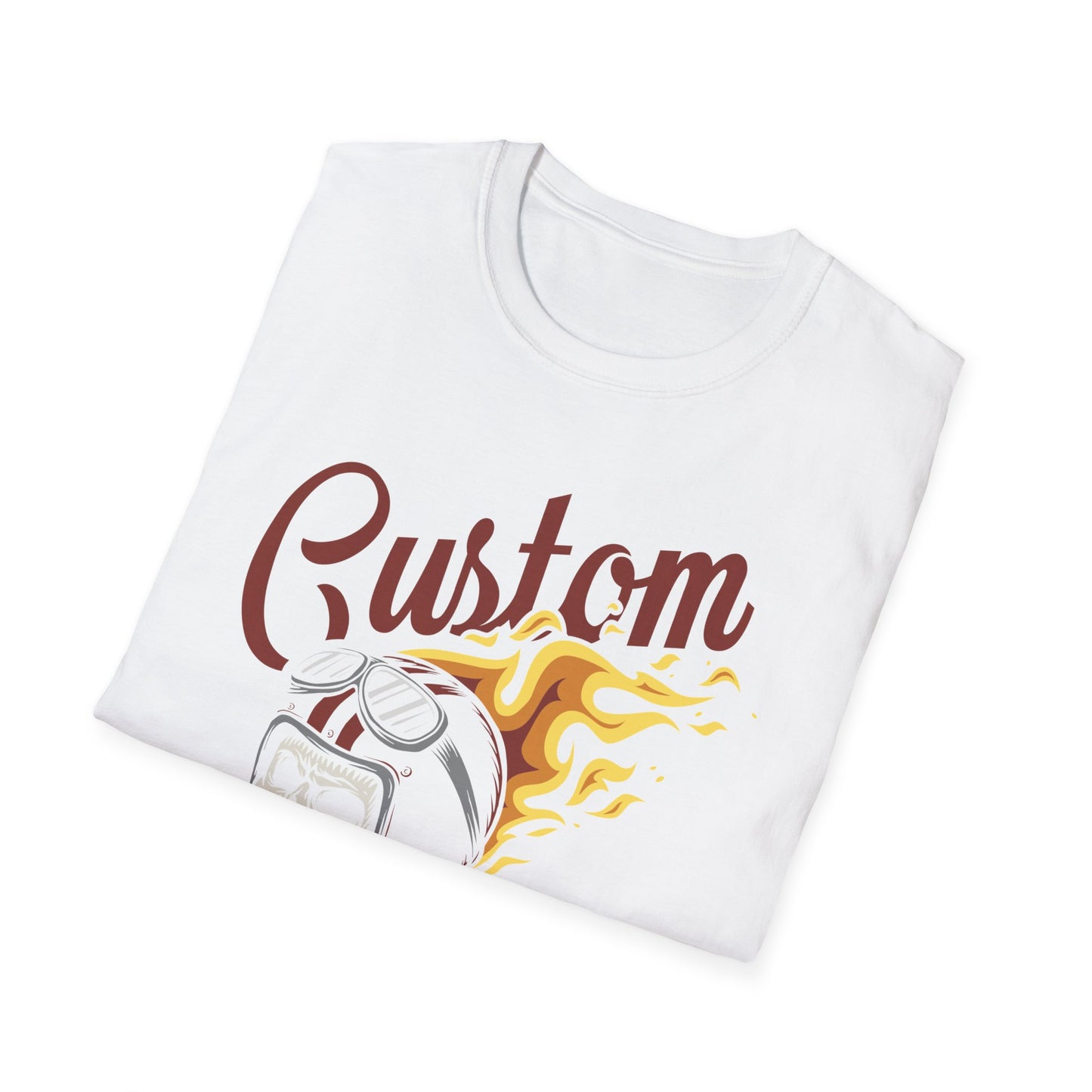 Custom Build & Repair T-Shirt | Vintage Biker Skull Flames Tee | Iconic Mechanic & Hot Rod Enthusiast Apparel