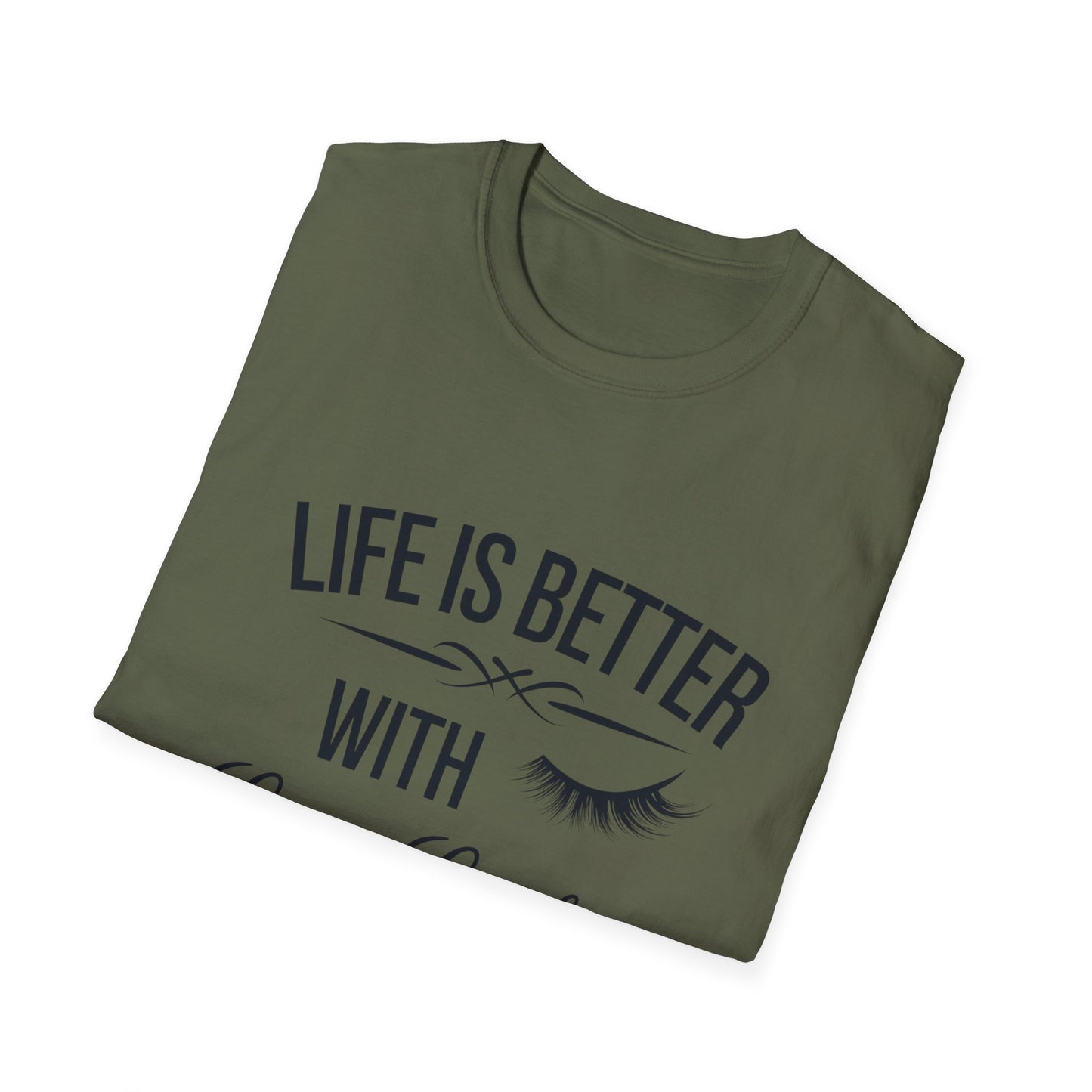 Life is Better with Long Lashes T-Shirt | Chic Eyelash Beauty Tee for Women & Lash Techs | Fabulous Makeup Lover Gift