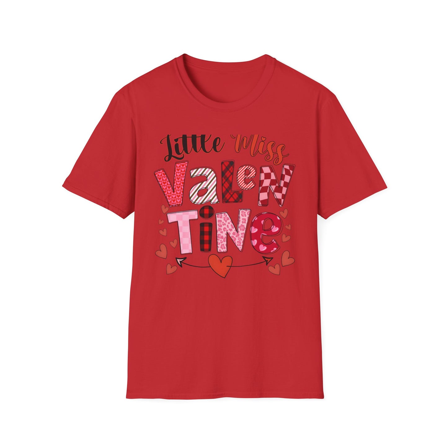 Charming Little Miss Valentine T-Shirt | Girls' Trendy Mixed Pattern Heart Day Tee