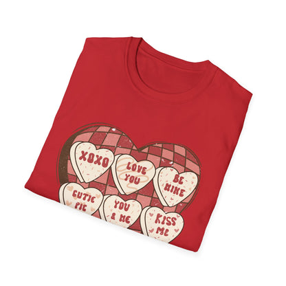 Charming Retro Conversation Hearts T-Shirt | Vintage Valentine's Day Sweetheart Candy Box Tee | Adorable Love Gift