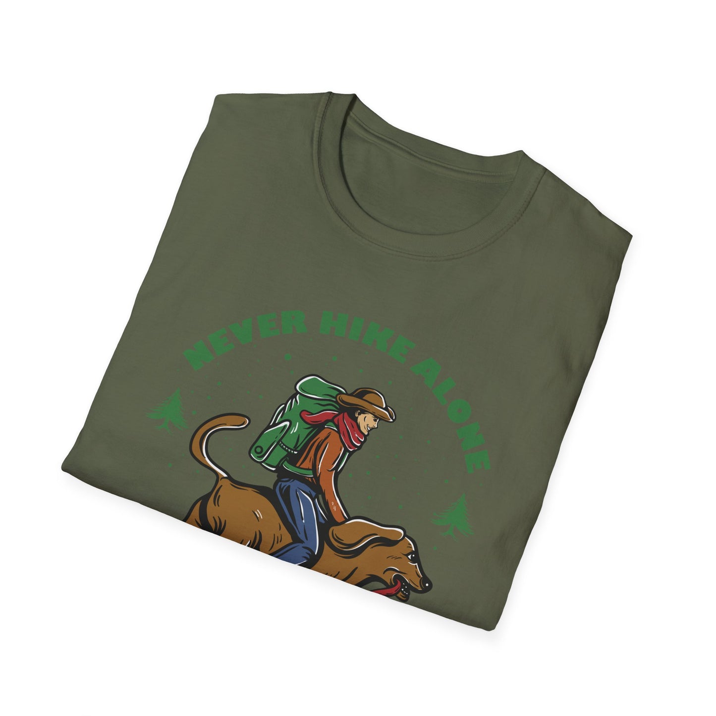 Never Hike Alone T-Shirt | Epic Hiker & Dog Lover Tee for Outdoor Adventures | Companion Goal Shirt Gift