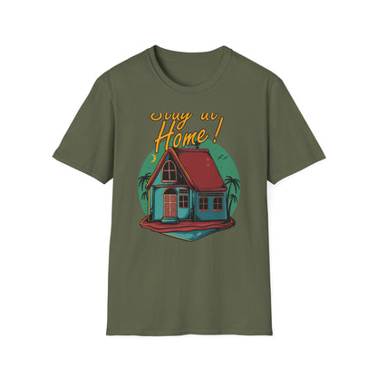 Cozy Stay at Home T-Shirt for Homebodies | Charming House & Palm Tree Design Tee | Ultimate Comfort Wear