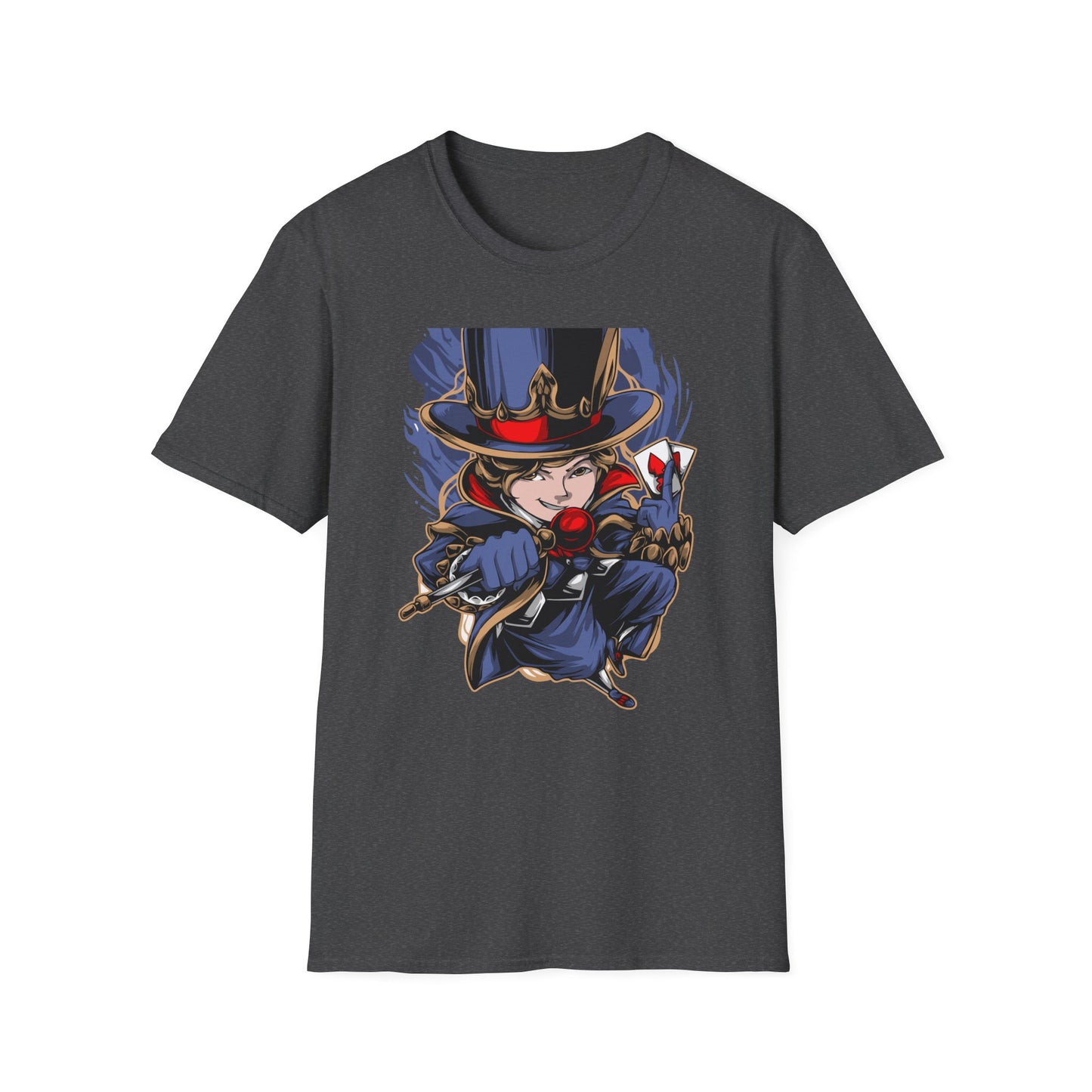 Enchanting Magician T-Shirt | Anime Style Illusionist Tee with Top Hat & Playing Cards | Unique Fantasy Graphic Apparel
