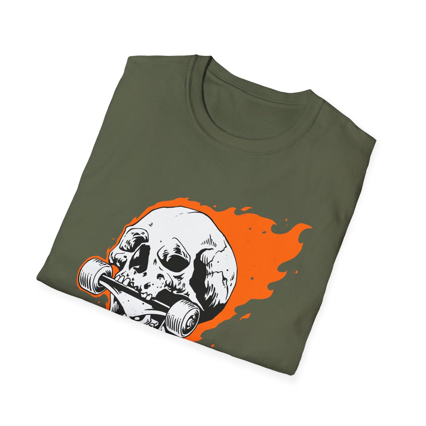 Epic Flaming Skull Skateboard T-Shirt – Rad Skater & Punk Rock Graphic Tee for Bold Street Style