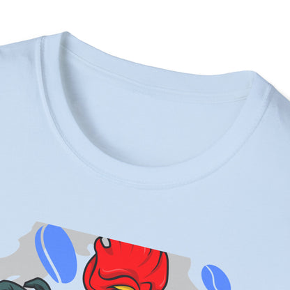 Hilarious Coffee Rooster T-Shirt for Early Birds & Coffee Lovers | Charming Morning Wake-Up Tee with Bunny Slippers | Unique Gift