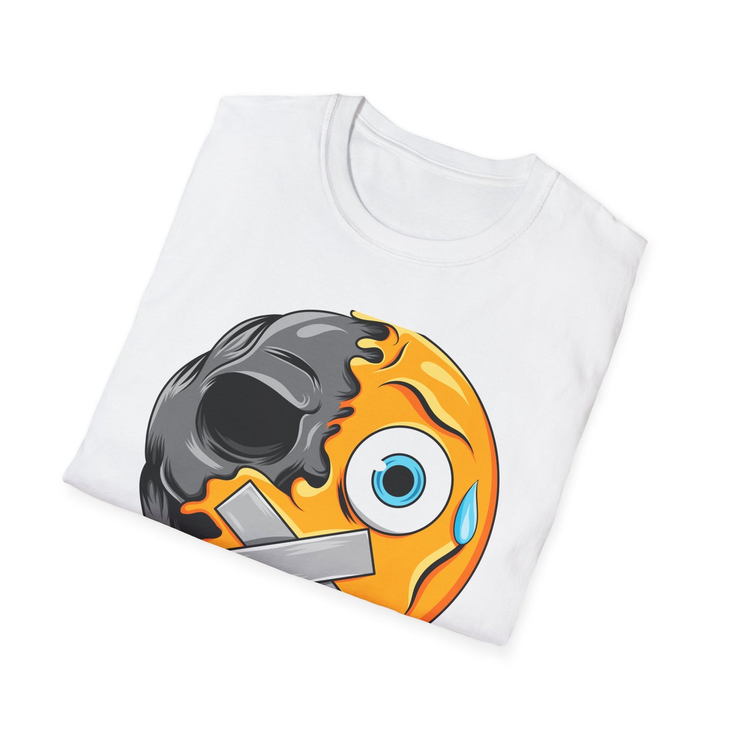 Edgy Melting Skull Emoji T-Shirt | Unique Duct Tape Silent Scream Tee | Bold Expression Wear | Trendy Grunge Aesthetic