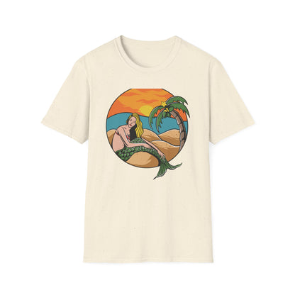 Stunning Mermaid Sunset Beach T-Shirt | Vibrant Tropical Vacation Tee for Women | Dreamy Summer Ocean Vibes