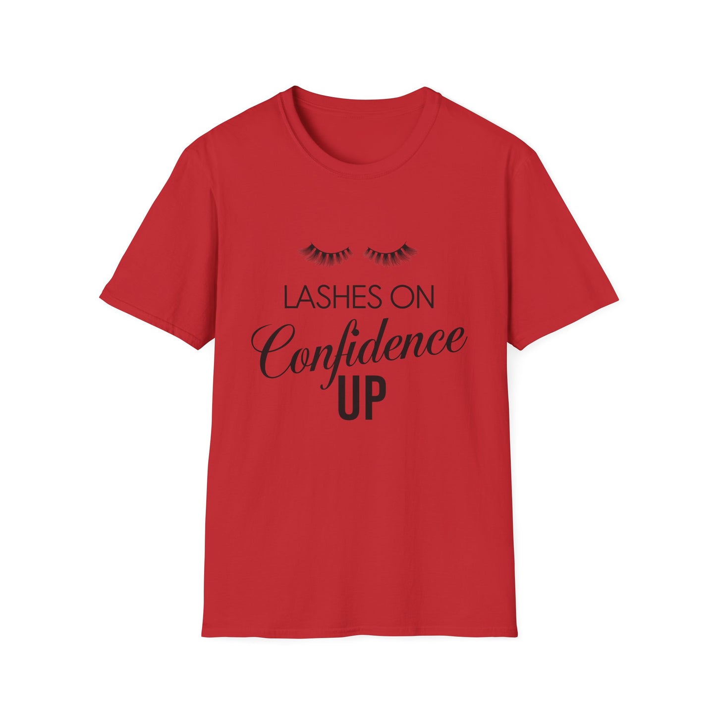Empowering 'Lashes On Confidence Up' T-Shirt | Chic Lash Lover Tee for Women | Trendy Beauty Queen Gift