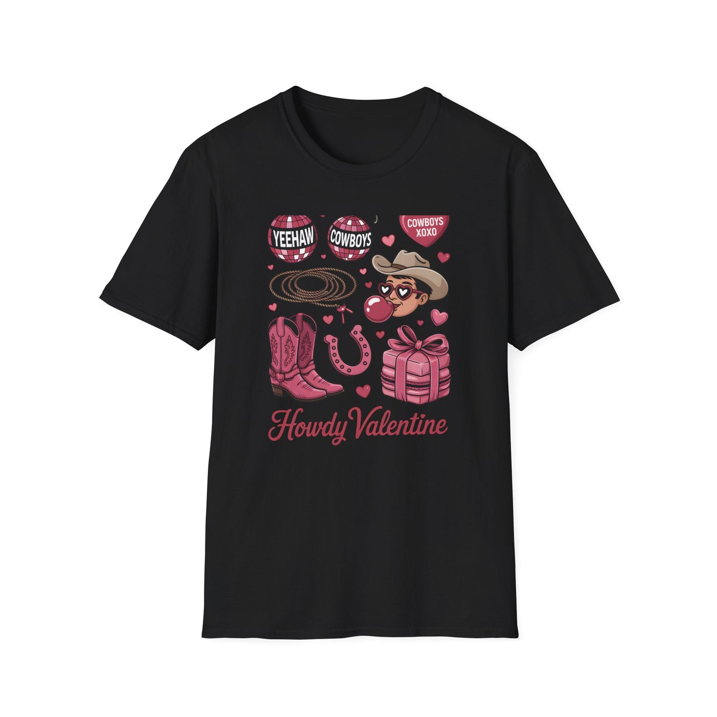 Howdy Valentine Cowboy T-Shirt | Sweet Western Love & YEEHAW Disco Heart Tee for Her | Unique Valentine's Day Gift