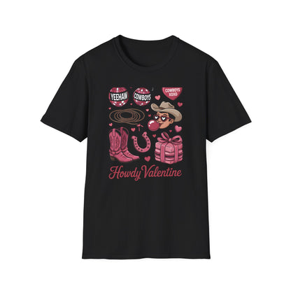 Howdy Valentine Cowboy T-Shirt | Sweet Western Love & YEEHAW Disco Heart Tee for Her | Unique Valentine's Day Gift