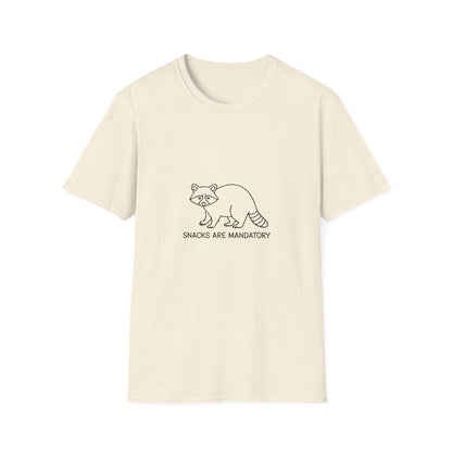 Hilarious Raccoon "Snacks Are Mandatory" T-Shirt | Funny Food Lover Tee | Cute Animal Gift