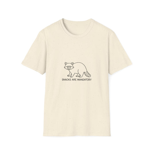 Hilarious Raccoon "Snacks Are Mandatory" T-Shirt | Funny Food Lover Tee | Cute Animal Gift