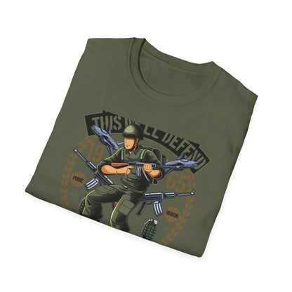 Epic American Soldier "This We'll Defend" T-Shirt | Vintage 1965 Military Veteran Patriot USA Tee
