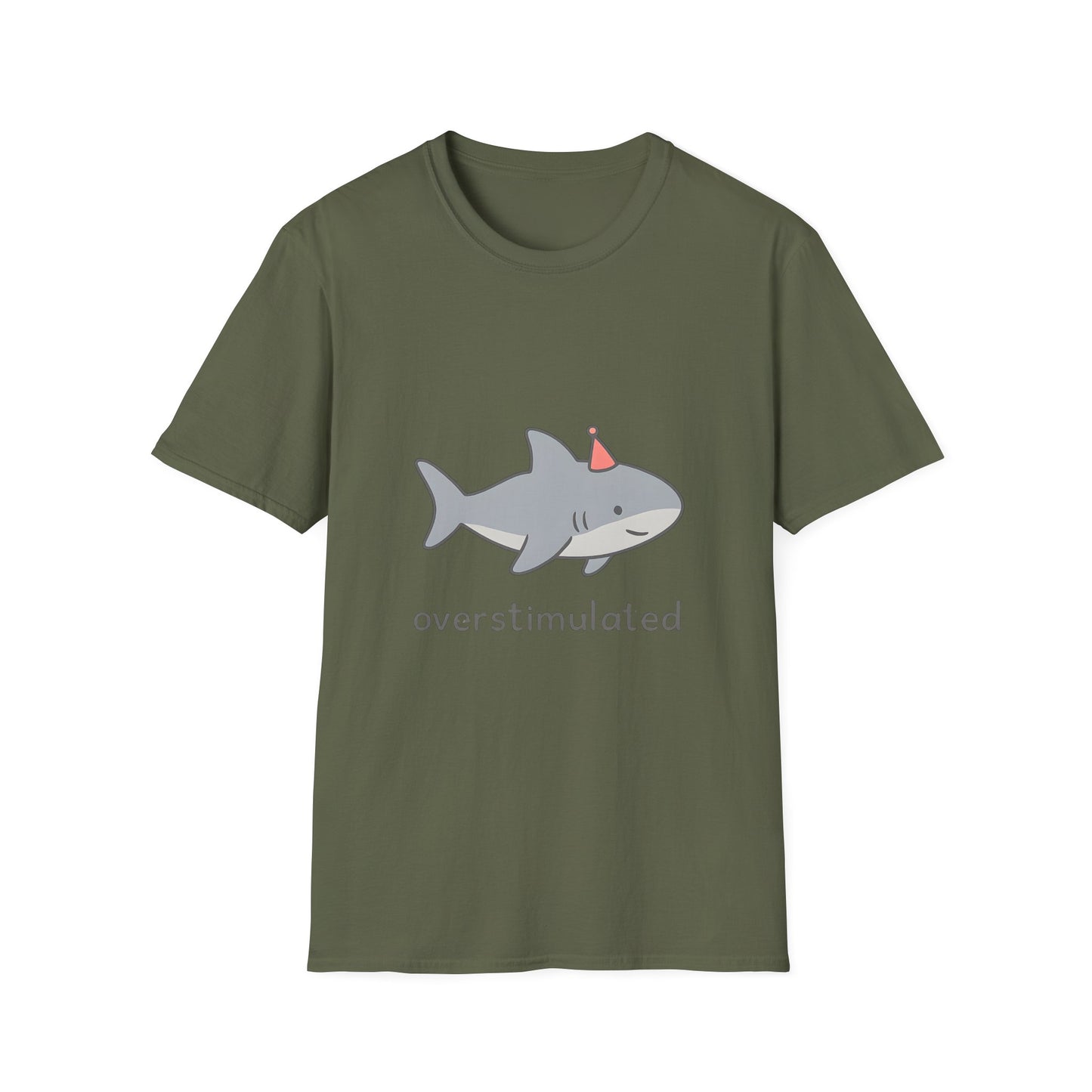 Overstimulated Shark Funny Graphic T-Shirt