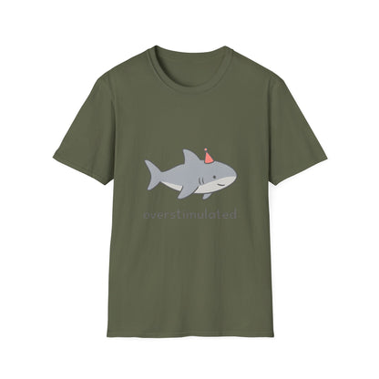 Overstimulated Shark Funny Graphic T-Shirt