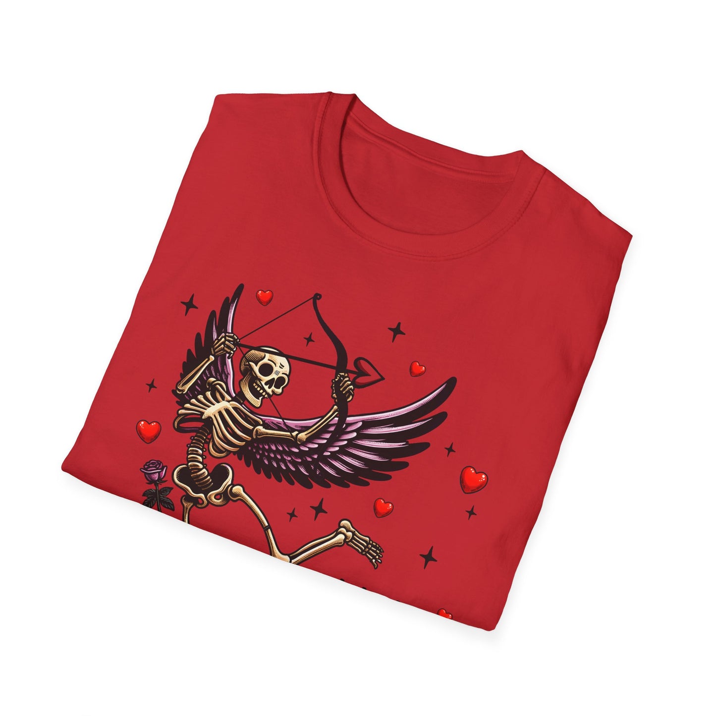 Dark Cupid Skeleton T-Shirt | Edgy Valentine's Day Love Tee | Unique Gothic Romance & Spooky Chic Gift