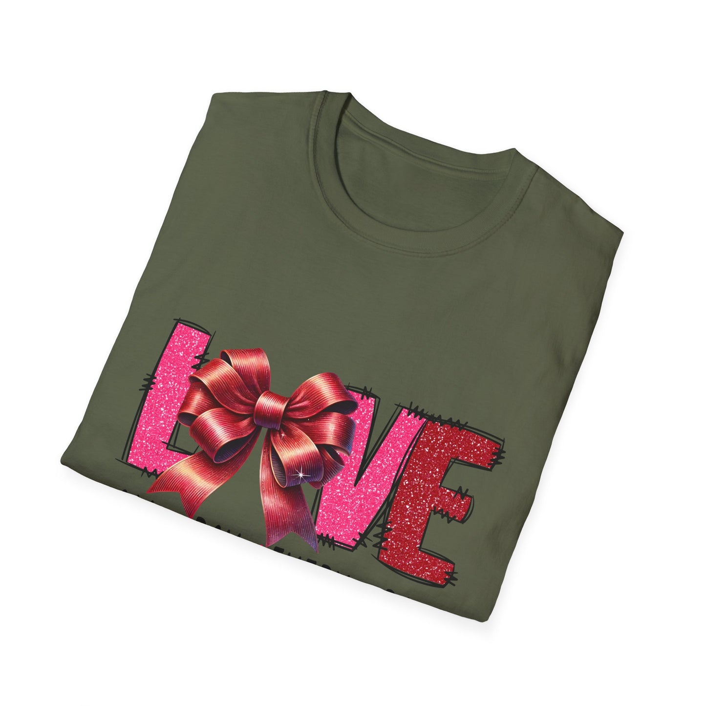 Sparkling LOVE Glitter Bow T-Shirt | Chic Valentine's Day Tee for Her | Dazzling Romantic Gift
