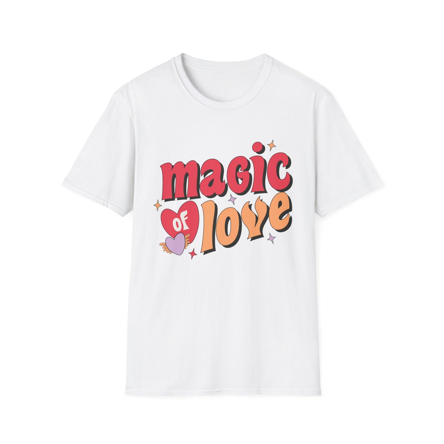 Enchanting 'Magic of Love' Groovy T-Shirt | Retro Valentine's Day Heart Tee | Whimsical, Cute & Romantic Gift