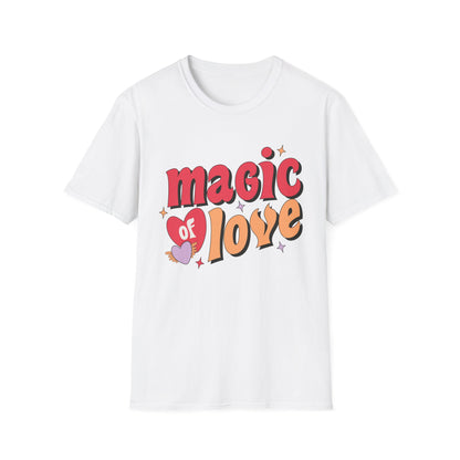 Enchanting 'Magic of Love' Groovy T-Shirt | Retro Valentine's Day Heart Tee | Whimsical, Cute & Romantic Gift